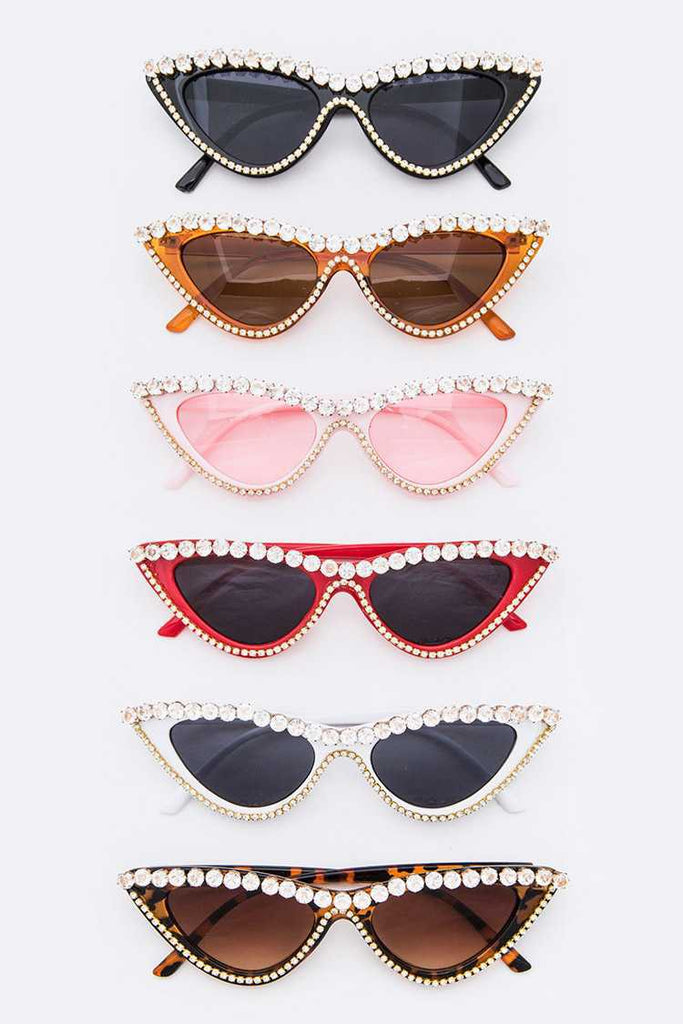 Sleek and Chic Rhinestone Beauties - Alligator Eyes Mardi Gras Sunglasses Gifts and Accessories 