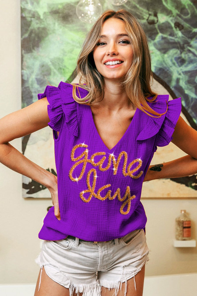 SUPER SALE  -  Game Day Top Purple  -  Kitty Closet - Alligator Eyes Mardi Gras Sunglasses Gifts and Accessories 