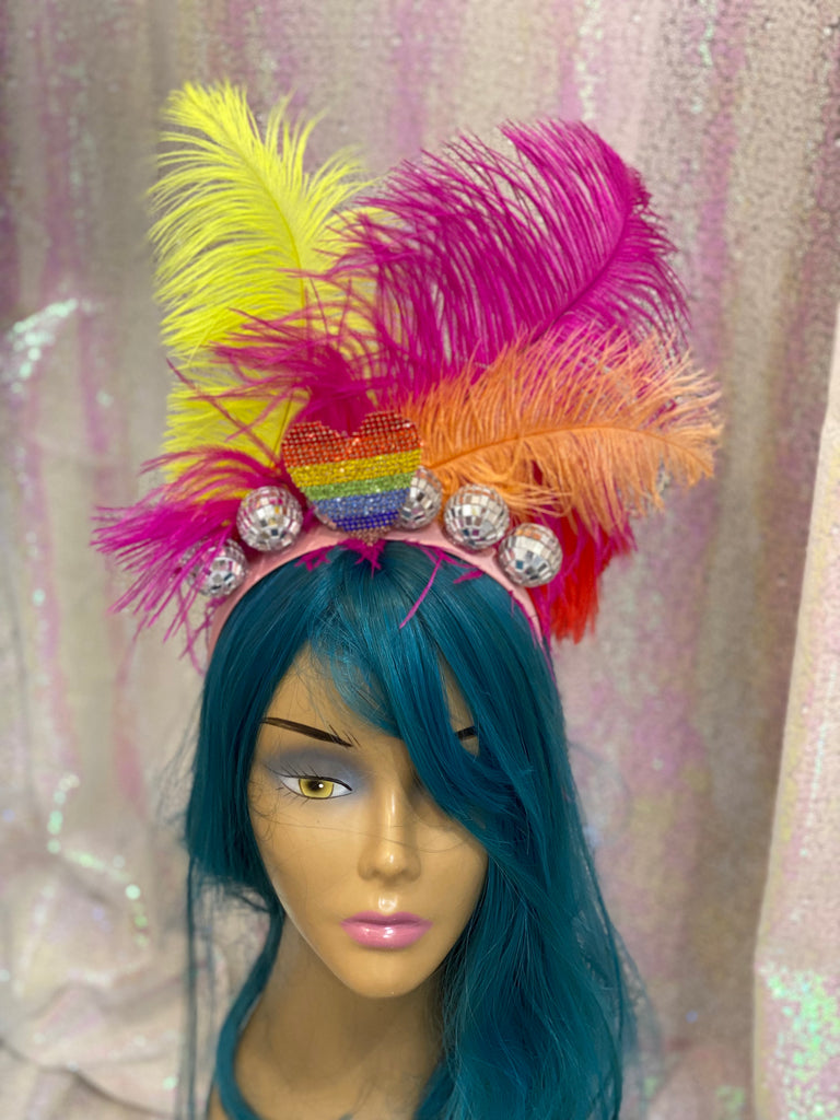 Rainbow  Disco Party with Feathers - Alligator Eyes Mardi Gras Sunglasses Gifts and Accessories 