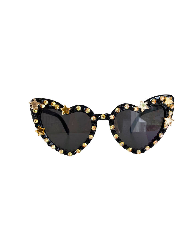 Star Jewels Black and Gold Heart Frame   Original Design by Alligator Eyes - Alligator Eyes Mardi Gras Sunglasses Gifts and Accessories 