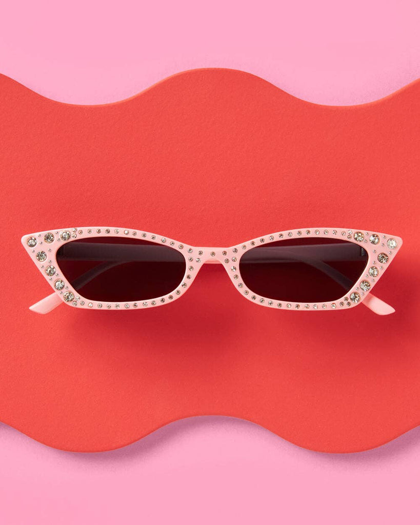 Pink Rhinestone Sunglasses, Bday Party Gift, Bach Accessory - Alligator Eyes Mardi Gras Sunglasses Gifts and Accessories 