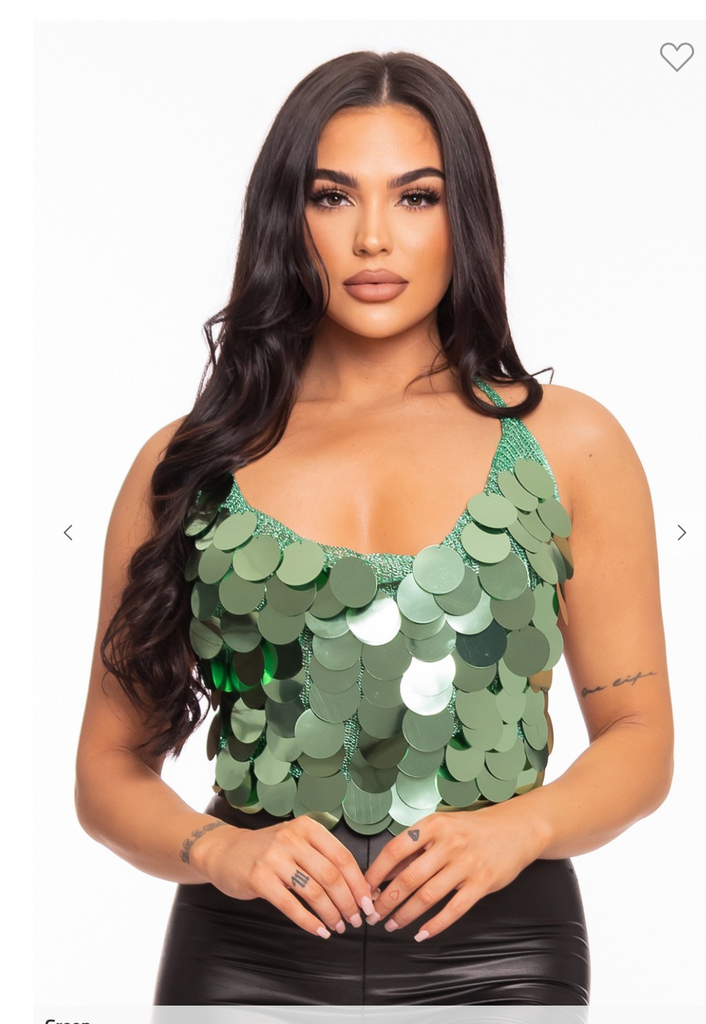 Circle Sequin Green Halter top - Alligator Eyes Mardi Gras Sunglasses Gifts and Accessories 