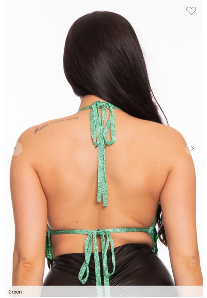 Circle Sequin Green Halter top - Alligator Eyes Mardi Gras Sunglasses Gifts and Accessories 