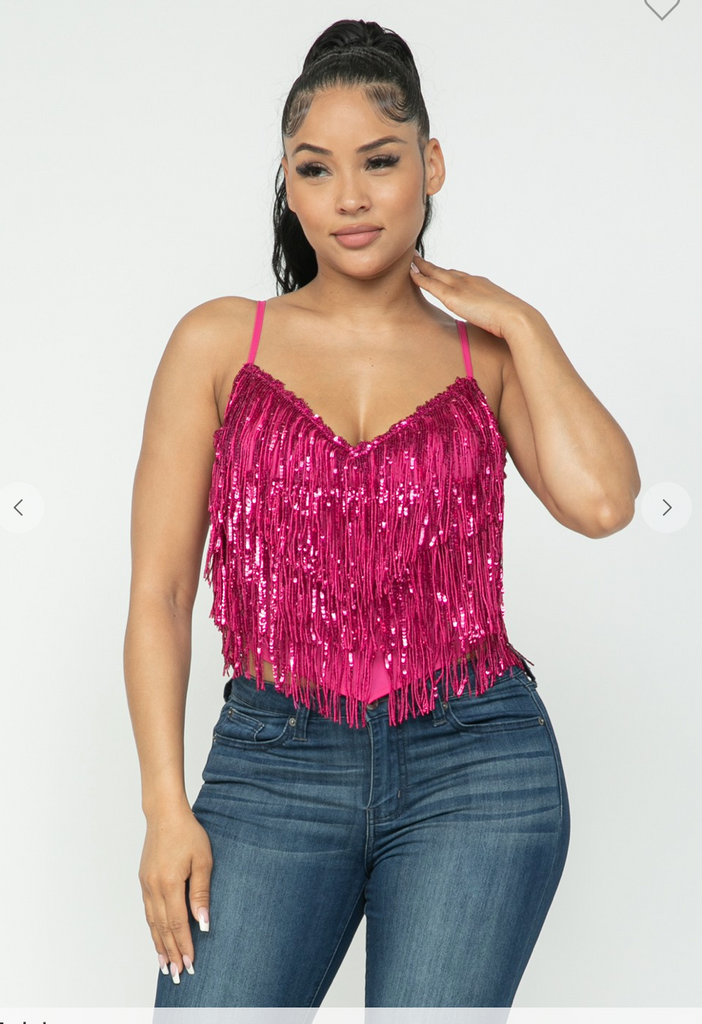 Sequin Sparkle Top - Fuchsia - Alligator Eyes Mardi Gras Sunglasses Gifts and Accessories 