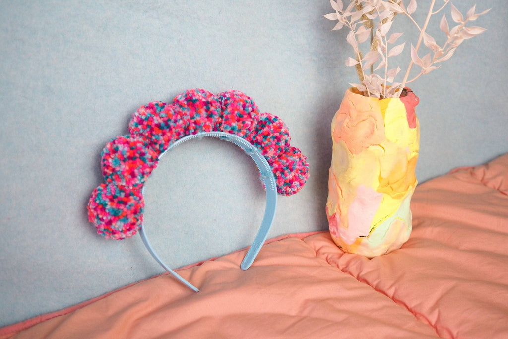 Mini Pom Pom Confetti Headband - Alligator Eyes Mardi Gras Sunglasses Gifts and Accessories 