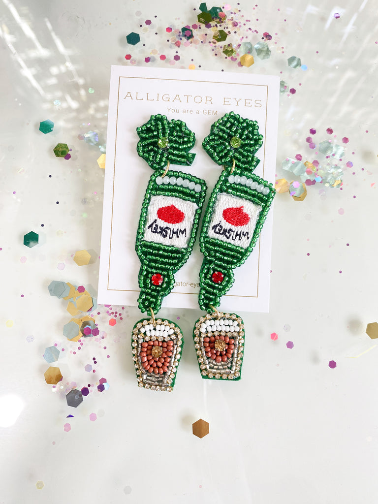 Shot of Jameson Earrings - Alligator Eyes Mardi Gras Sunglasses Gifts and Accessories 