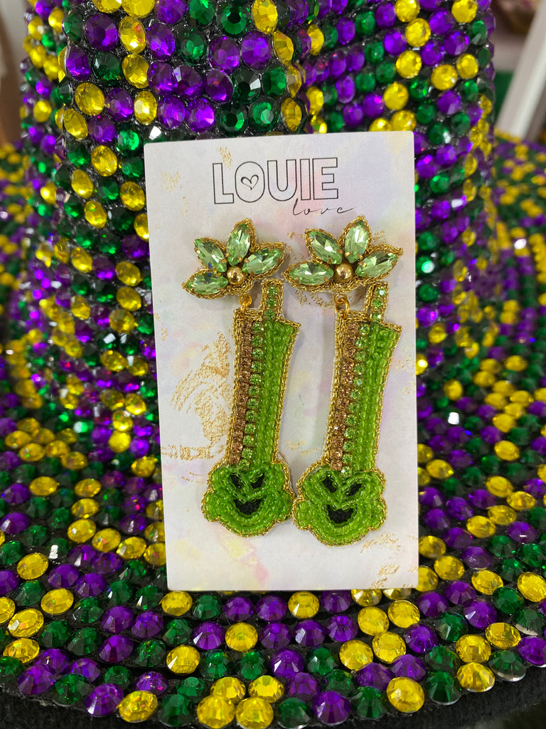 Hand Grenade French Quarter Earrings - Alligator Eyes Mardi Gras Sunglasses Gifts and Accessories 
